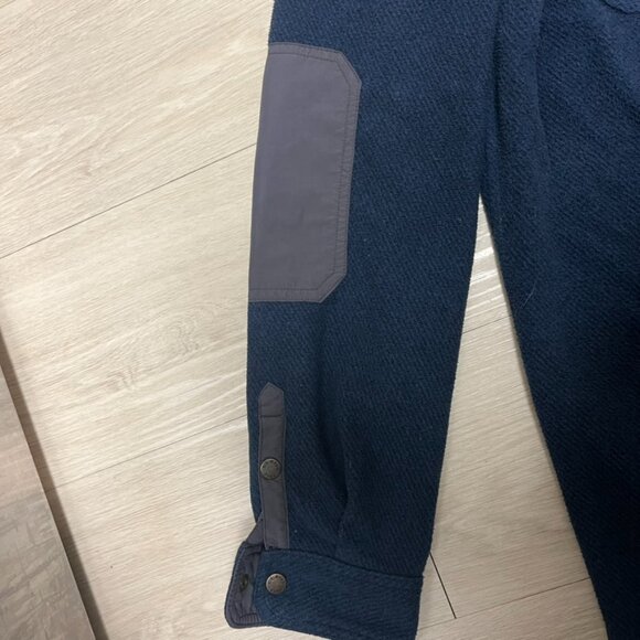 ll bean Shacket Men’s Medium Tall Elbow Patched Blue Snap Button - Picture 4 of 8